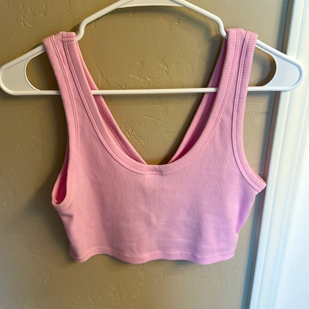 Pink Ribbed Crop Top - Picture 2 of 2